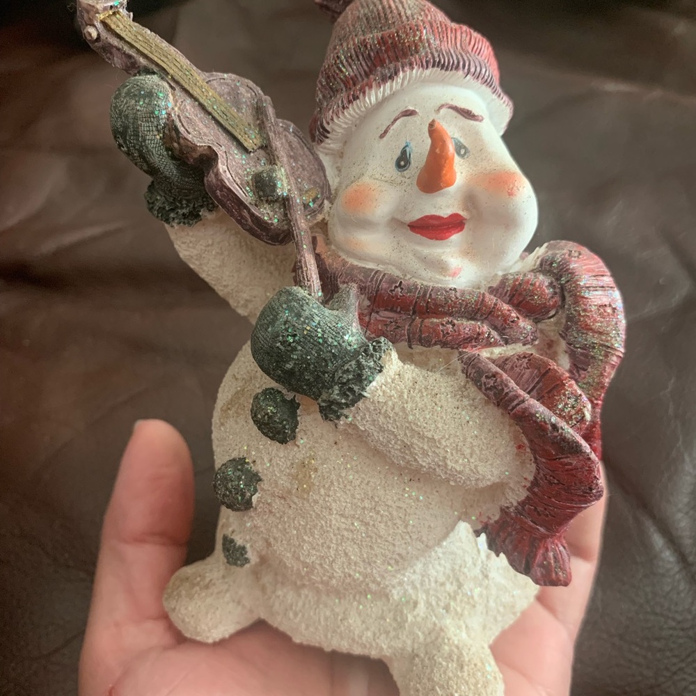 Festive Snowman Figurine with Violin